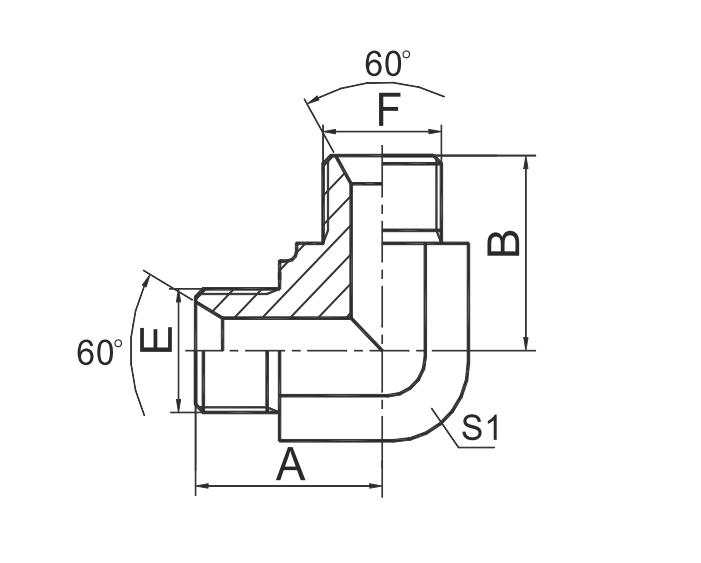 1B9  90°彎 英管外螺紋60°內(nèi)錐